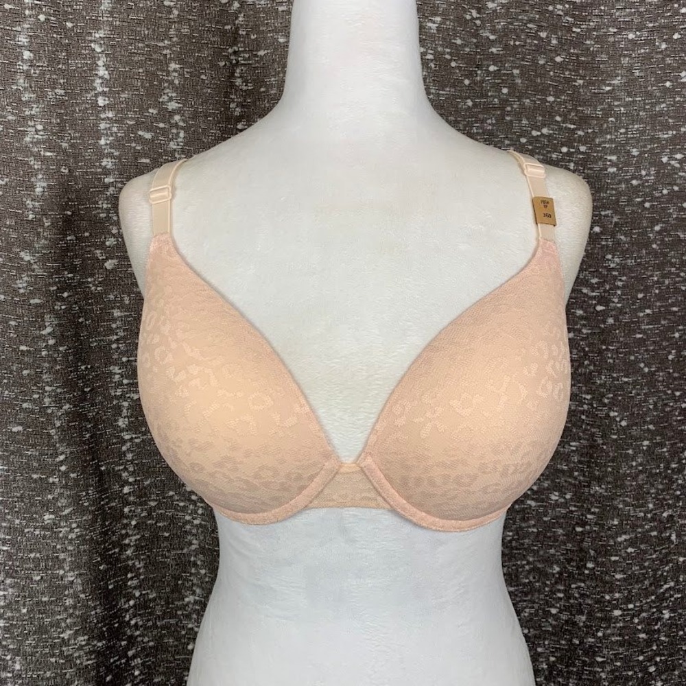 NWT Victoria's Secret PINK Wear Everywhere Push-Up Bra 36D Peach Leopard Print